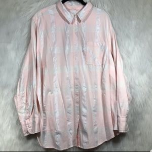 Ava & viv 2X pink & metallic plaid button-down